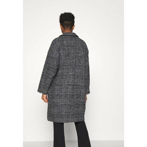 Levi's Women Houndstooth Cocoon Long Wool Blazer Jacket Size Medium Black FA EXC - Picture 2 of 12